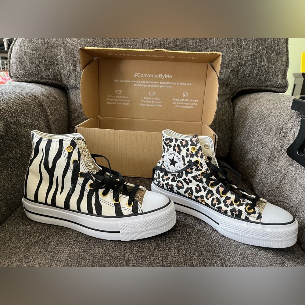 Converse Hightop women’s custom sneakers. Size 8.5